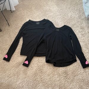 Heart Soul Black Under-Scrub Top with Pink Accents & thumb holes